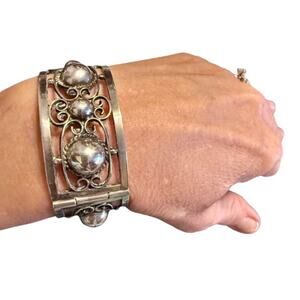 Vintage Mexico Sterling Silver 925 Scroll Link Bracelet